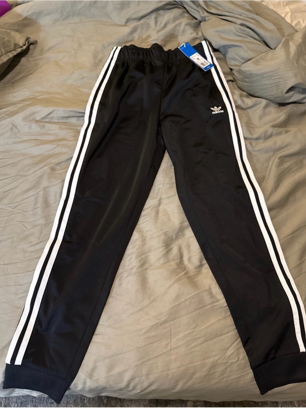 adidas Black SST track pants with White Side Stripes - Kids medium